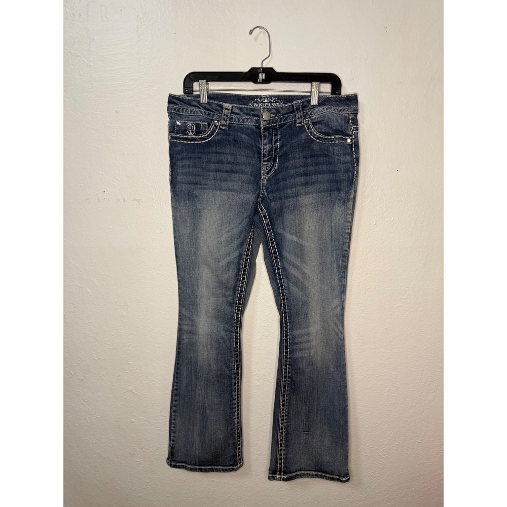 Paisley Sky Women's 12 Boot Cut Denim Jeans Embellished McBling Western Y2K